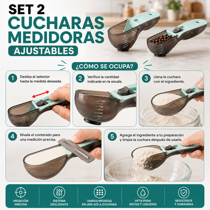 Set 2 Cucharas Medidoras Ajustables