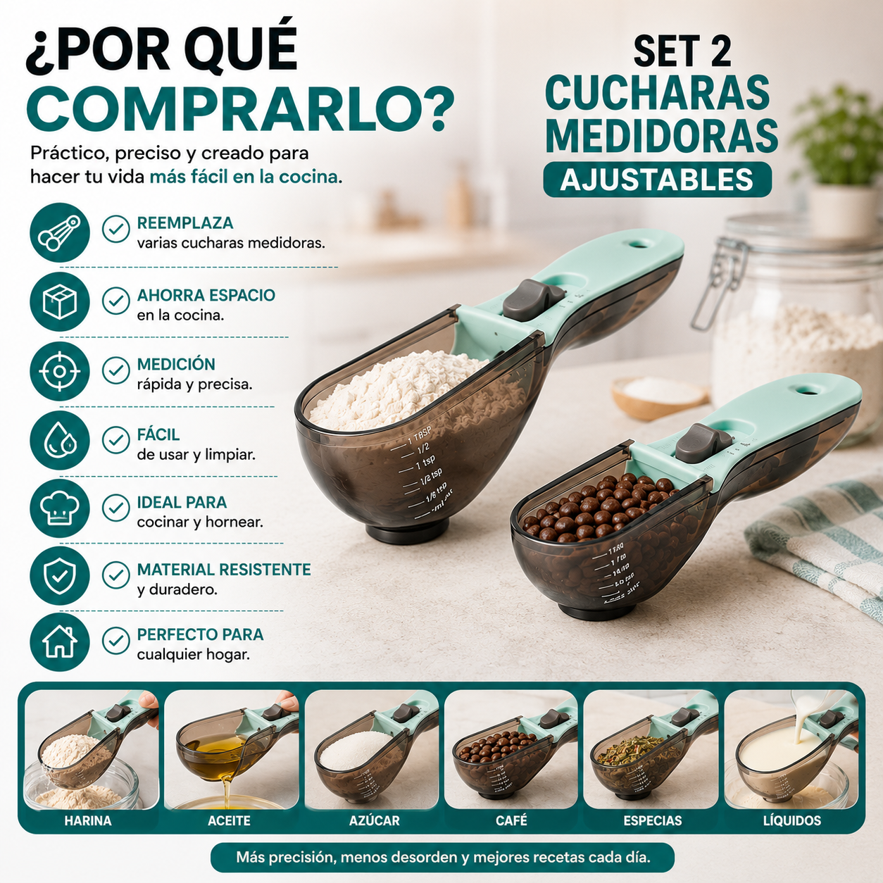 Set 2 Cucharas Medidoras Ajustables