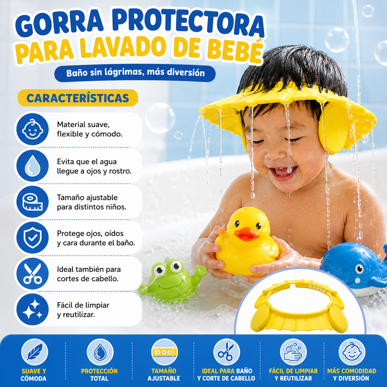 Gorra Protectora para Lavado de Bebé