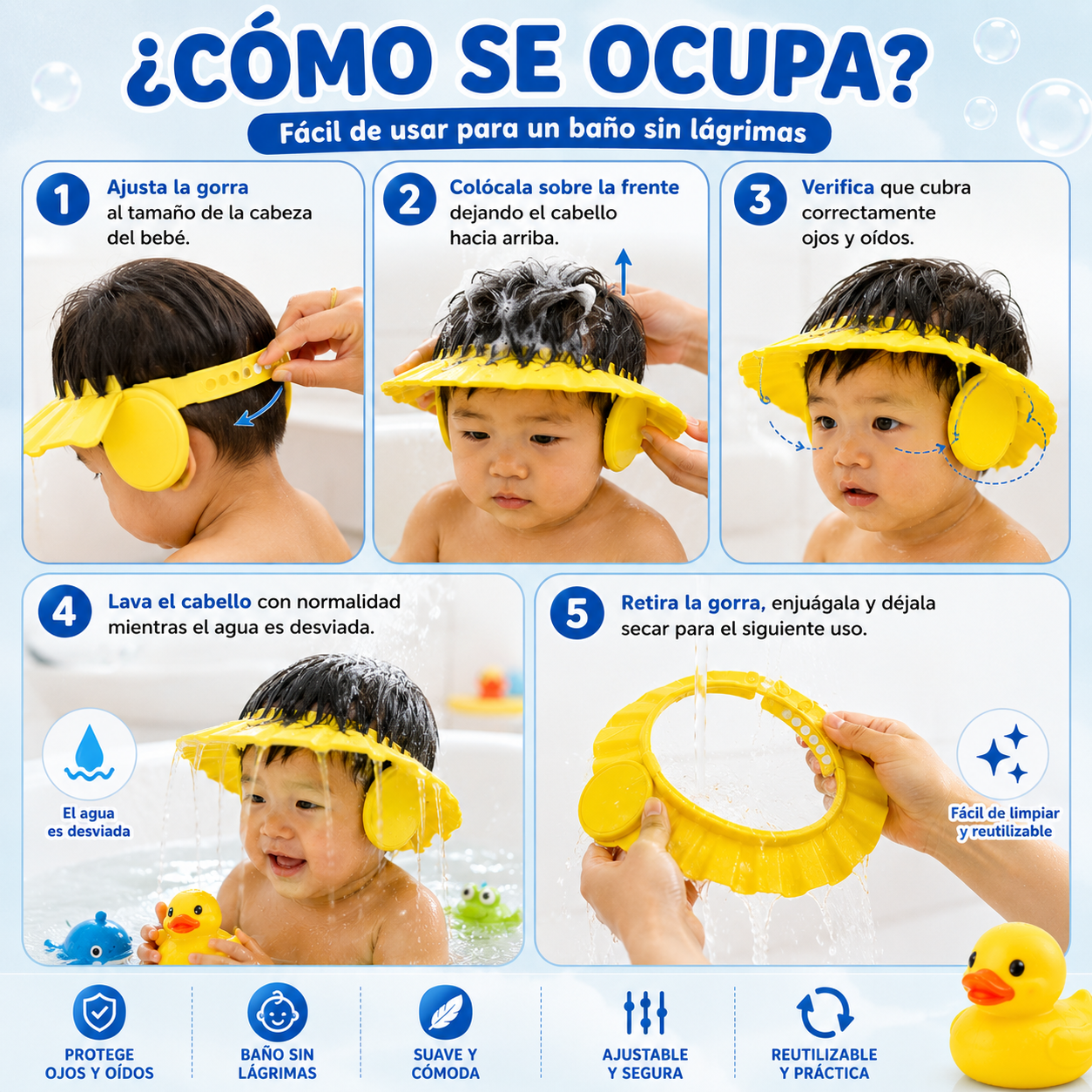 Gorra Protectora para Lavado de Bebé