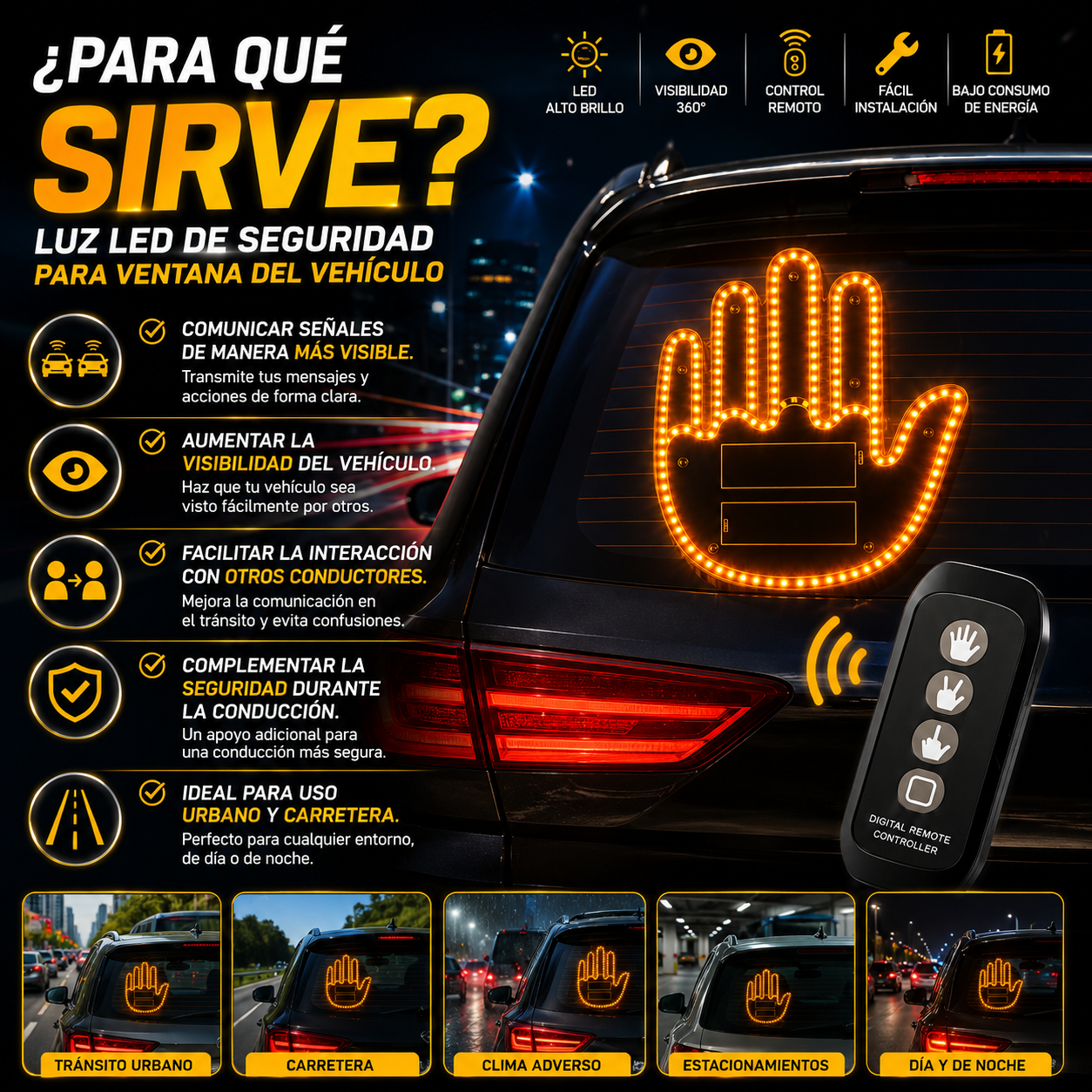 Señal de Mano LED para Auto