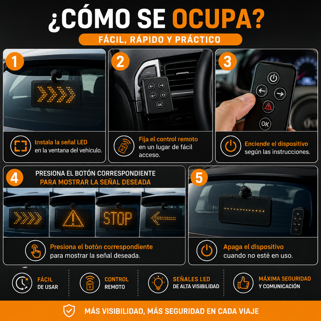 Señal de Mano LED para Auto