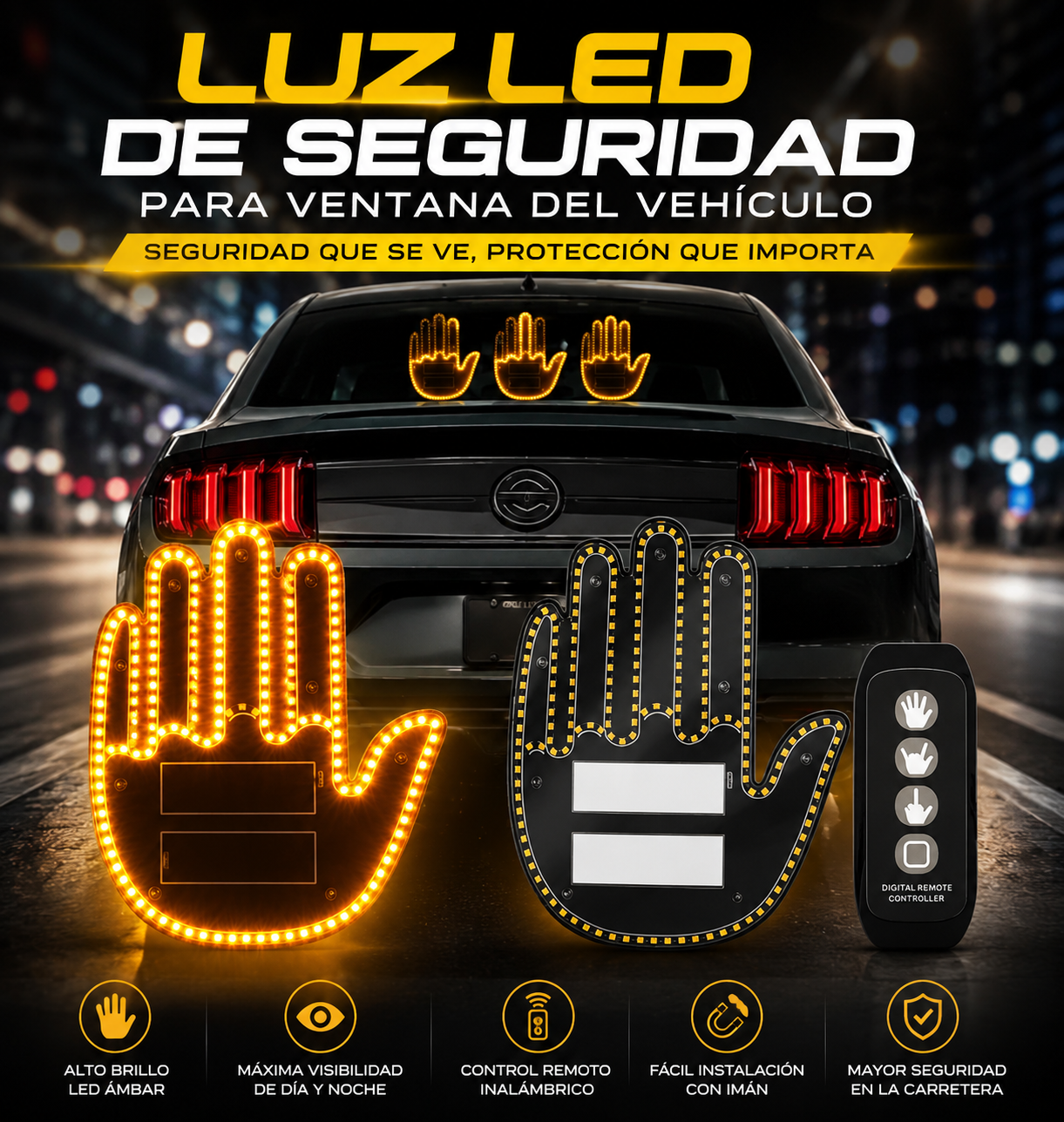 Señal de Mano LED para Auto