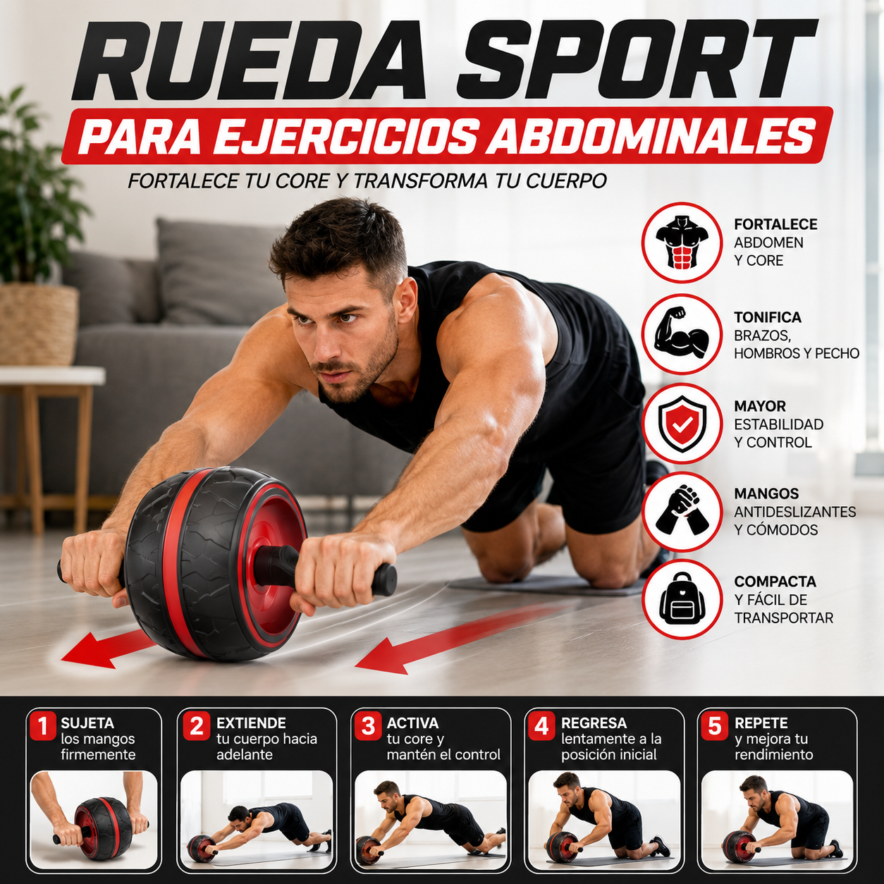 Rueda Sport Ejercicios Abdominales