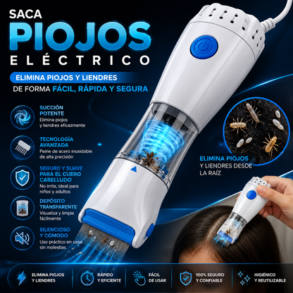 Saca Piojos Eléctrico con 4 Filtros