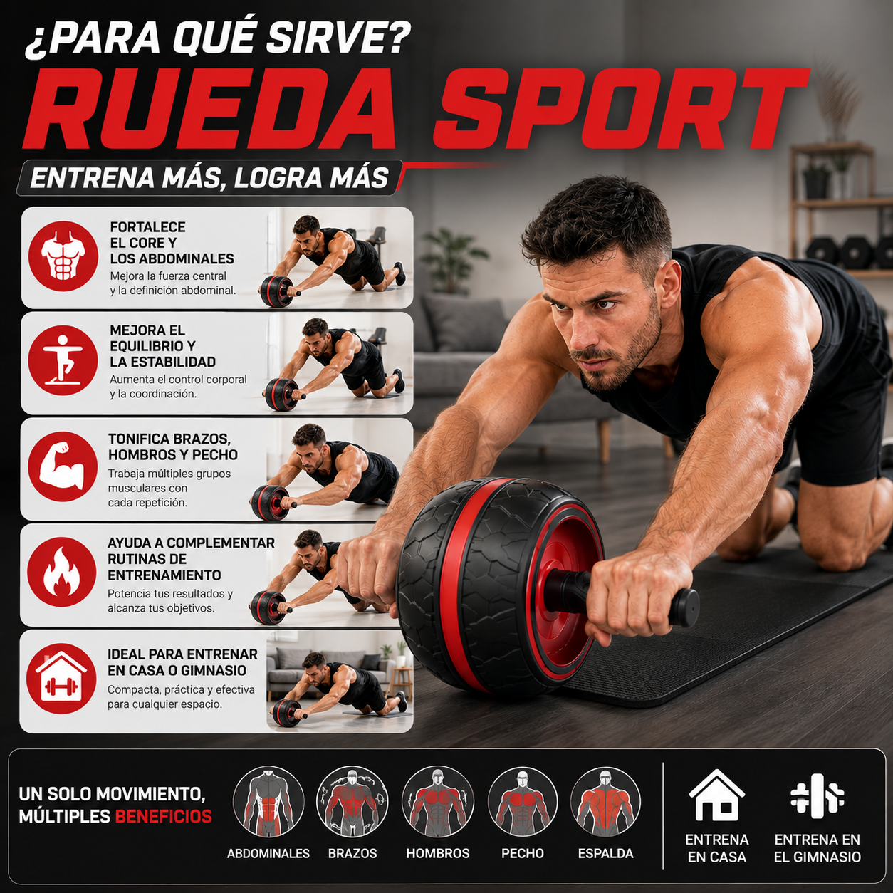 Rueda Sport Ejercicios Abdominales