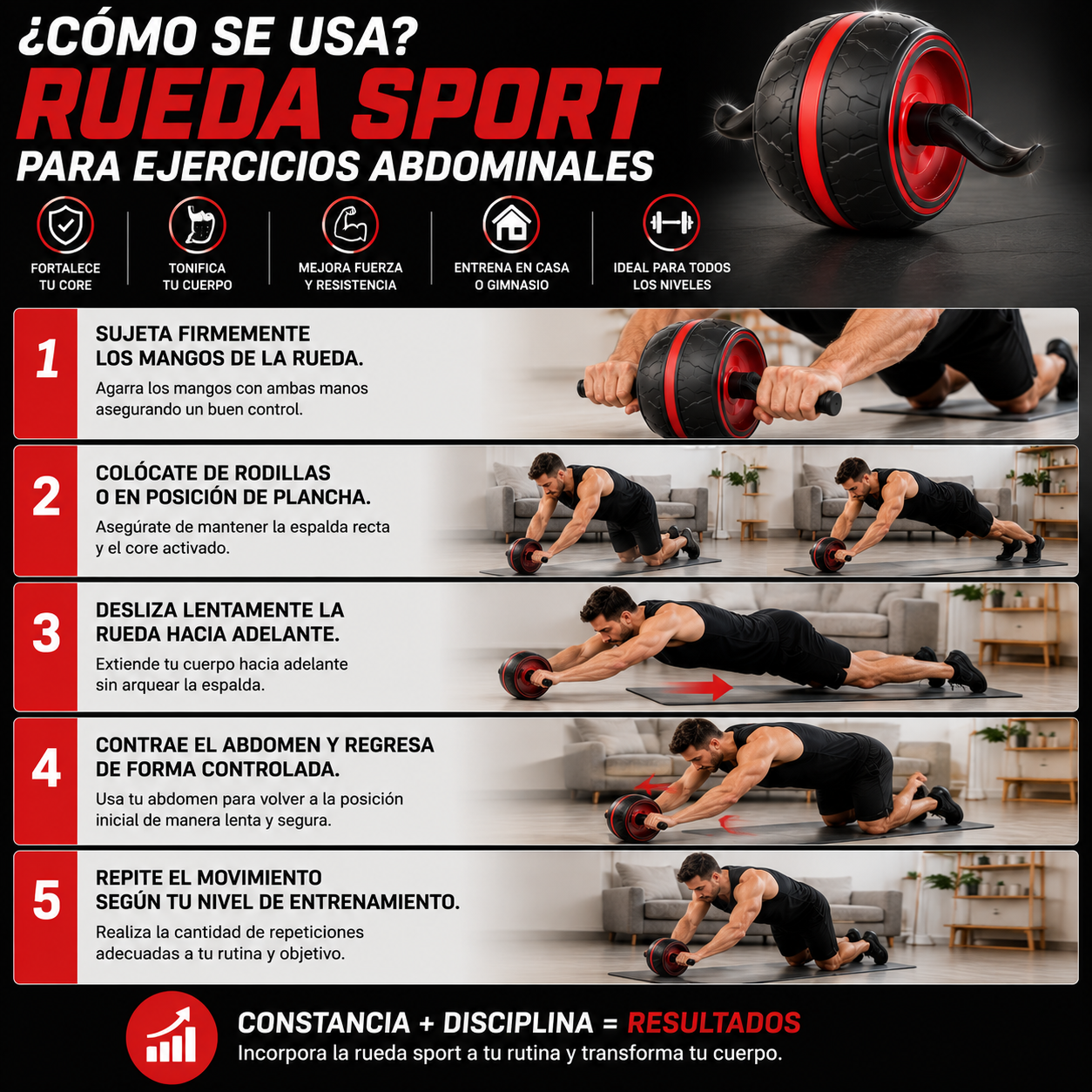 Rueda Sport Ejercicios Abdominales