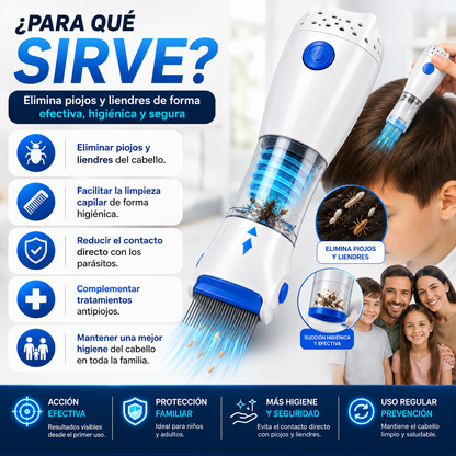 Saca Piojos Eléctrico con 4 Filtros