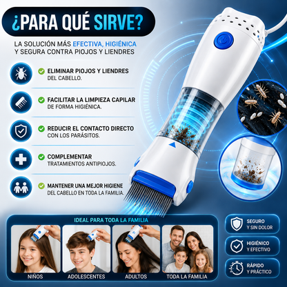 Saca Piojos Eléctrico con 4 Filtros