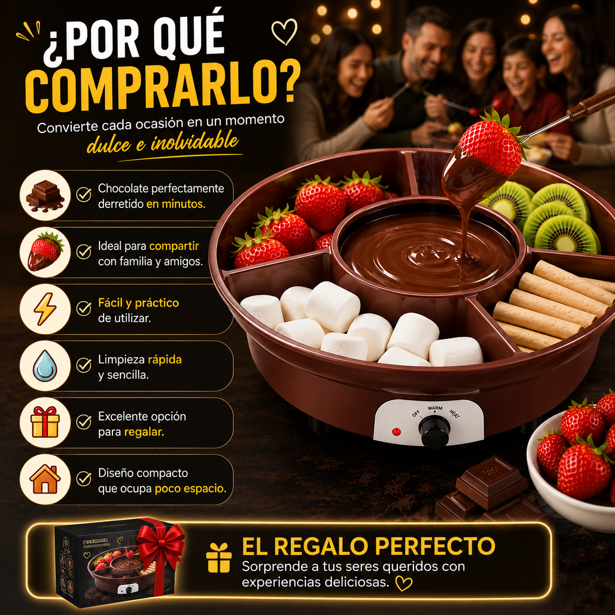 Fundidor de Fondue de Chocolate con Bandeja