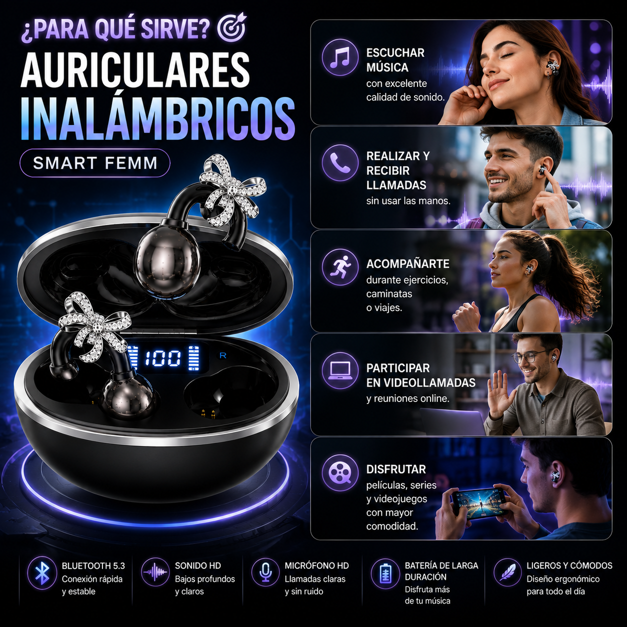 Auriculares Inalámbricos Smart Femm