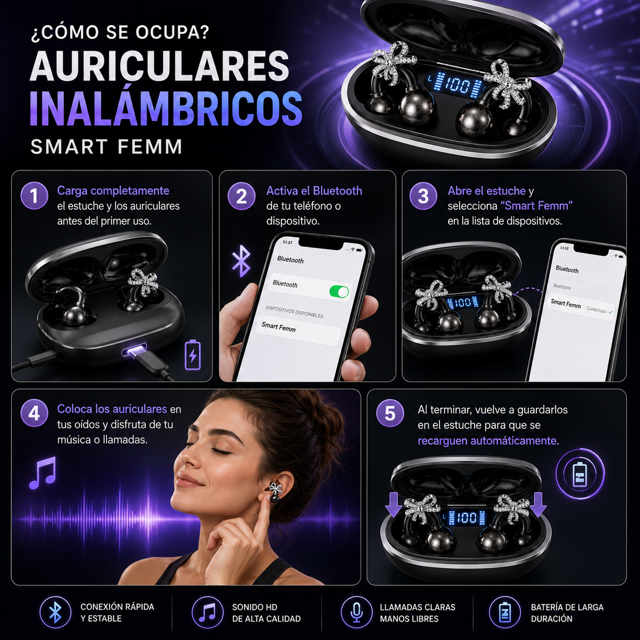 Auriculares Inalámbricos Smart Femm