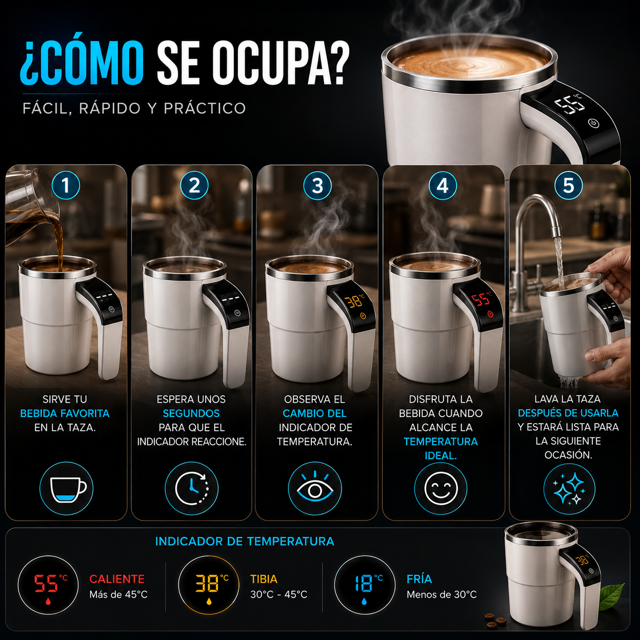 Taza de Café con Indicador Automátic