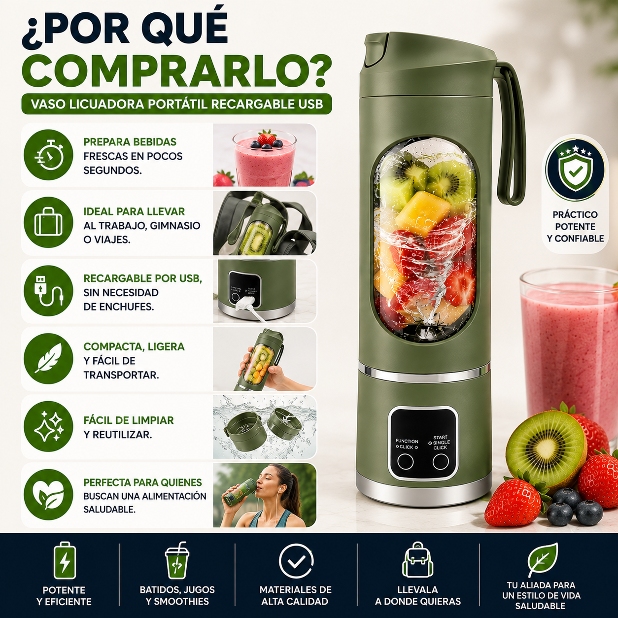 Vaso Licuadora Portátil Recargable USB