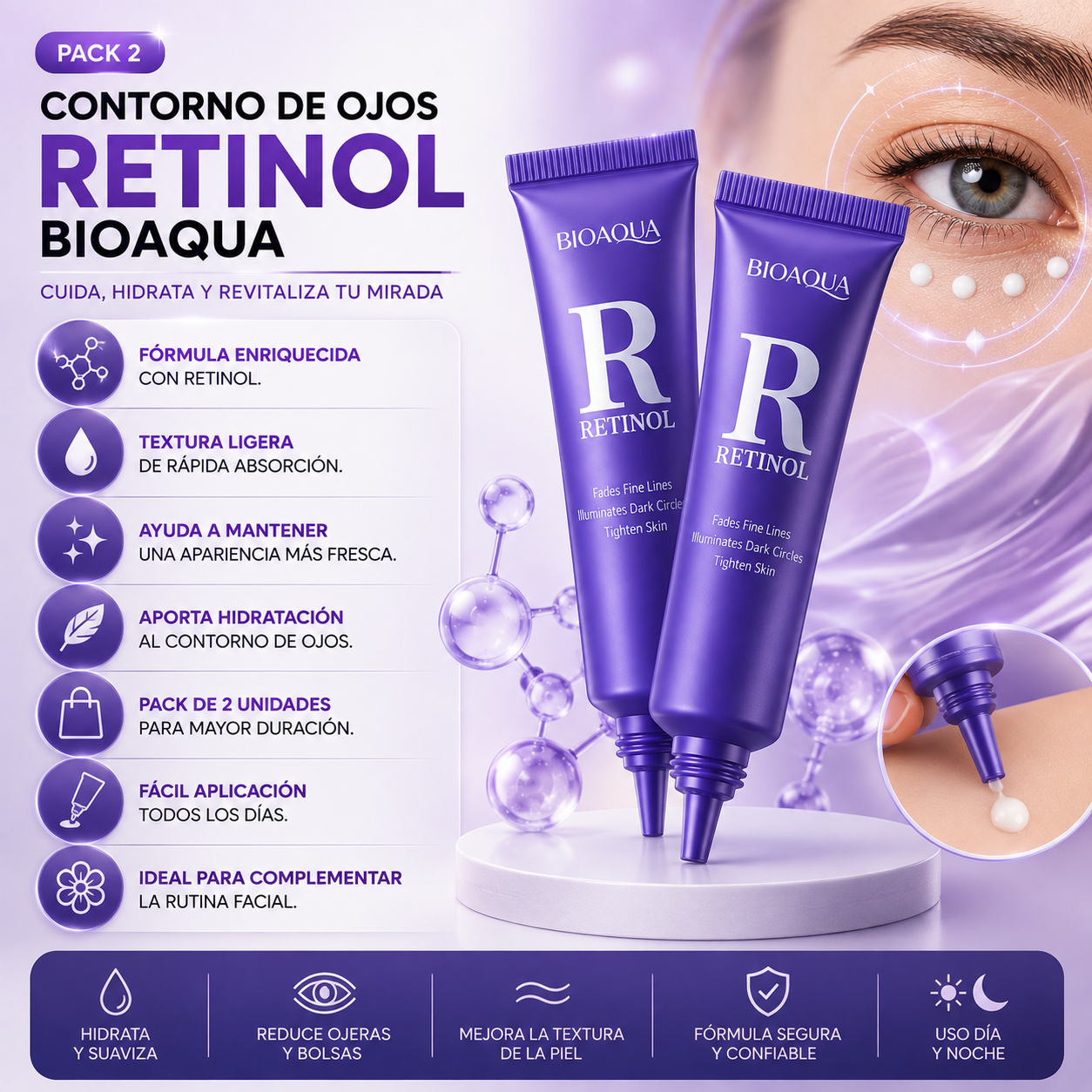 Pack 2 Contorno de Ojos Retinol Bioaqua