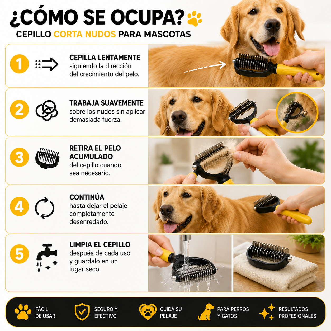 Cepillo Corta Nudos para Mascotas