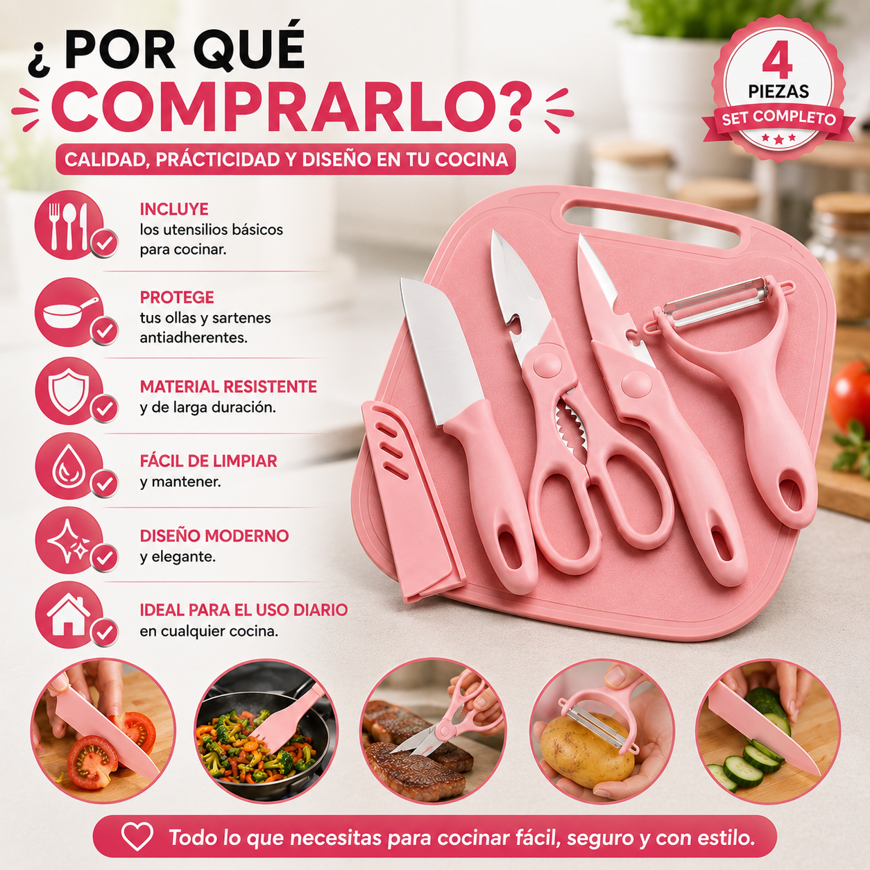 Juego de utensilios 4 piezas