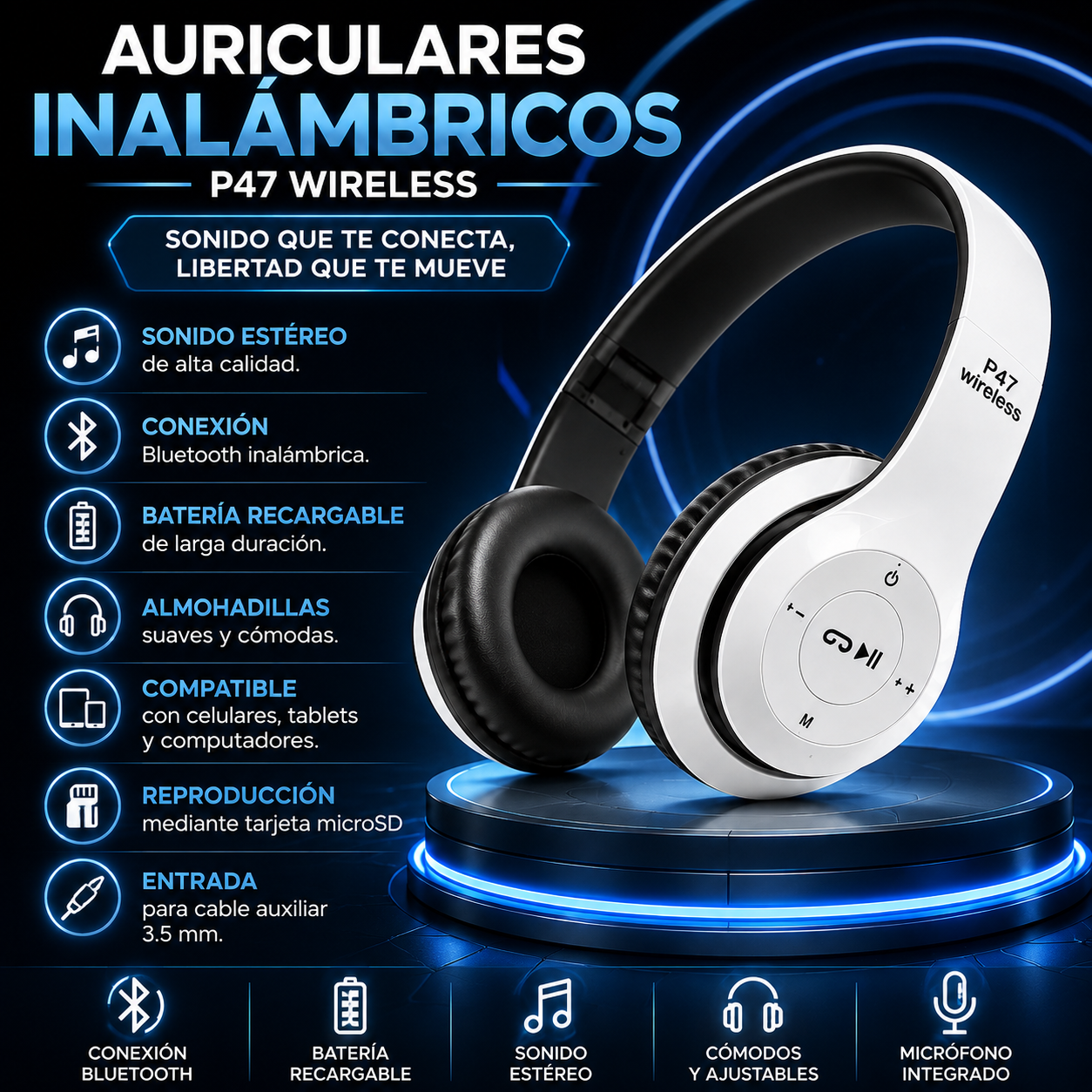 Auriculares Inalámbricos P47 Wireless