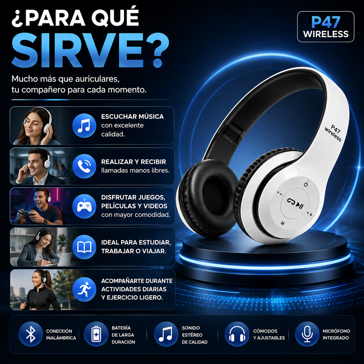 Auriculares Inalámbricos P47 Wireless