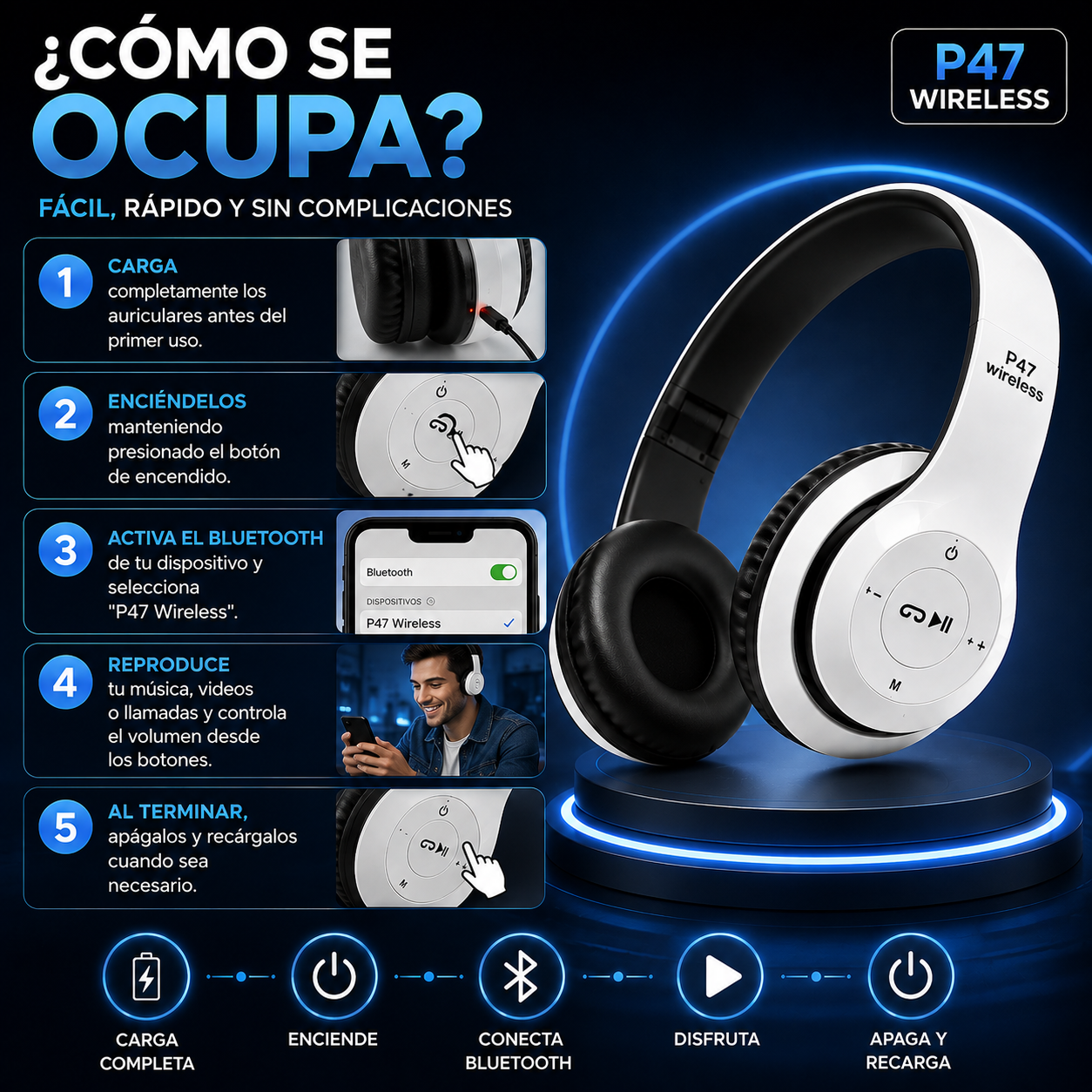 Auriculares Inalámbricos P47 Wireless