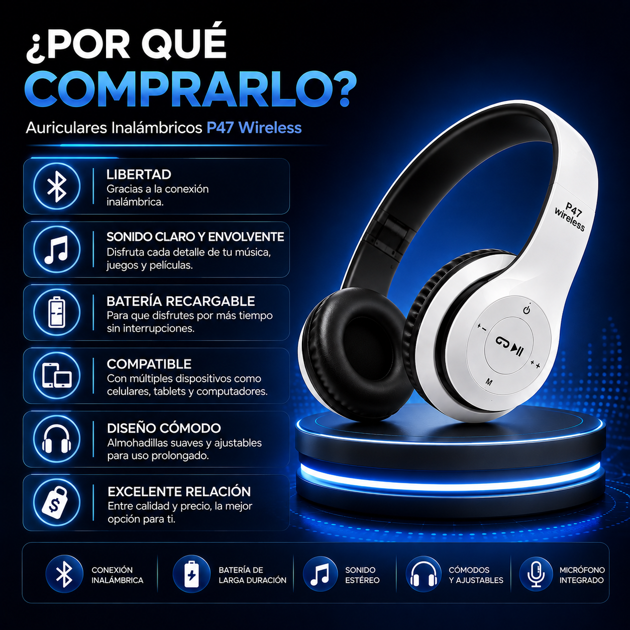 Auriculares Inalámbricos P47 Wireless