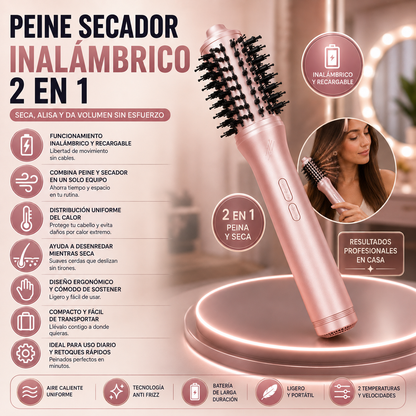 Peine Secador Inalámbrico 2 en 1