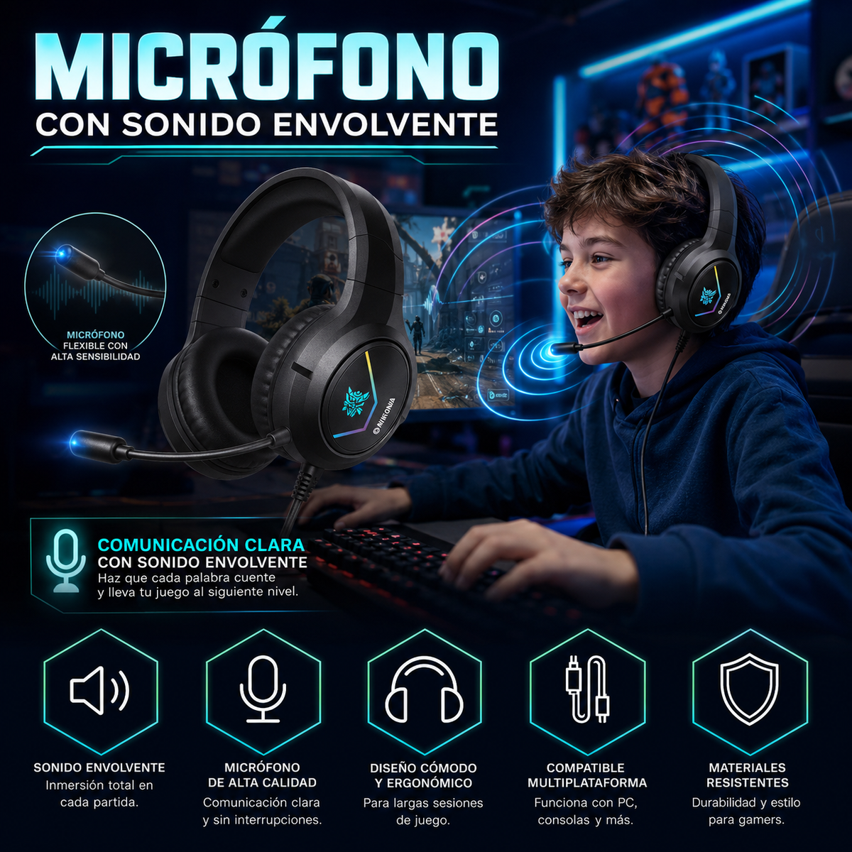 Micrófono con Sonido Envolvente