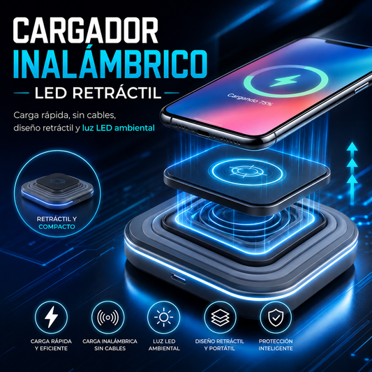 Cargador Inalámbrico LED Retráctil