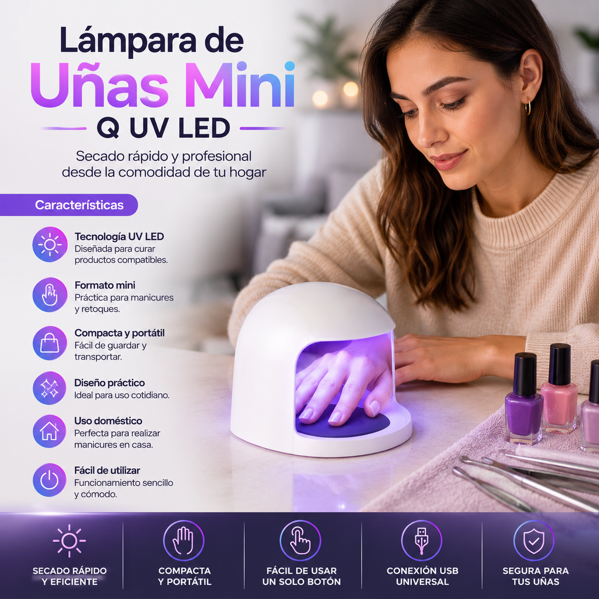Lámpara de Uñas Mini Q UV LED