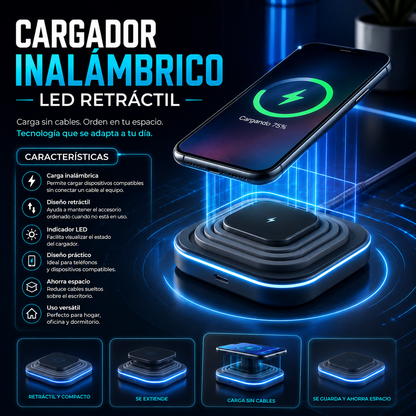 Cargador Inalámbrico LED Retráctil
