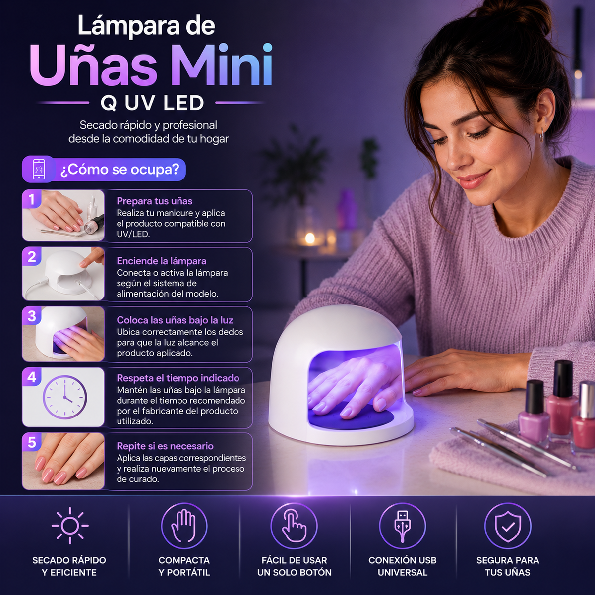 Lámpara de Uñas Mini Q UV LED