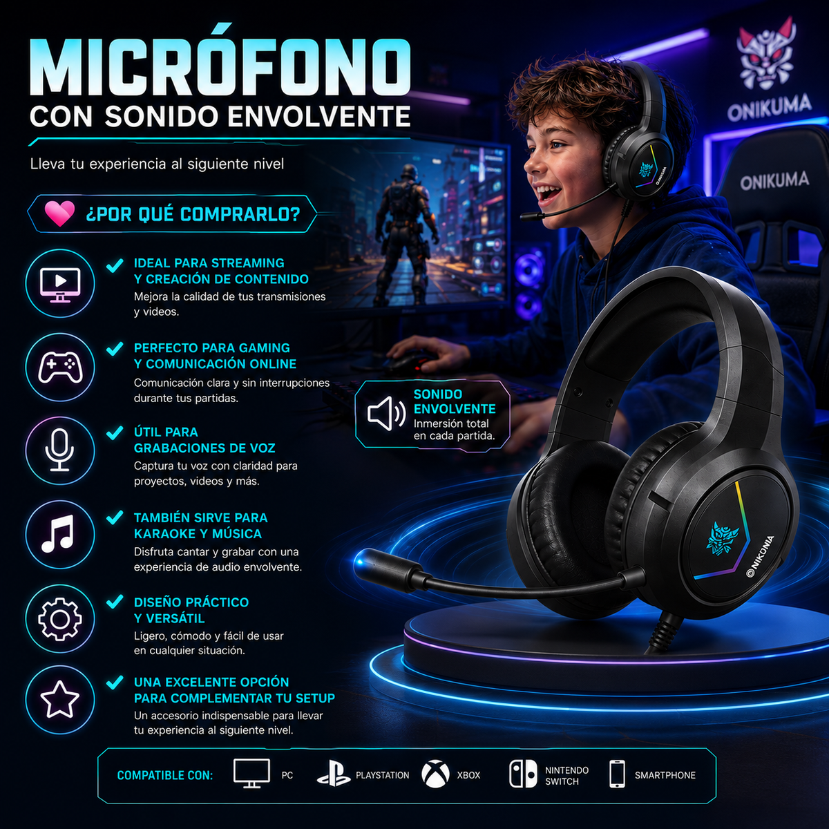 Micrófono con Sonido Envolvente