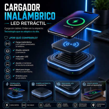 Cargador Inalámbrico LED Retráctil