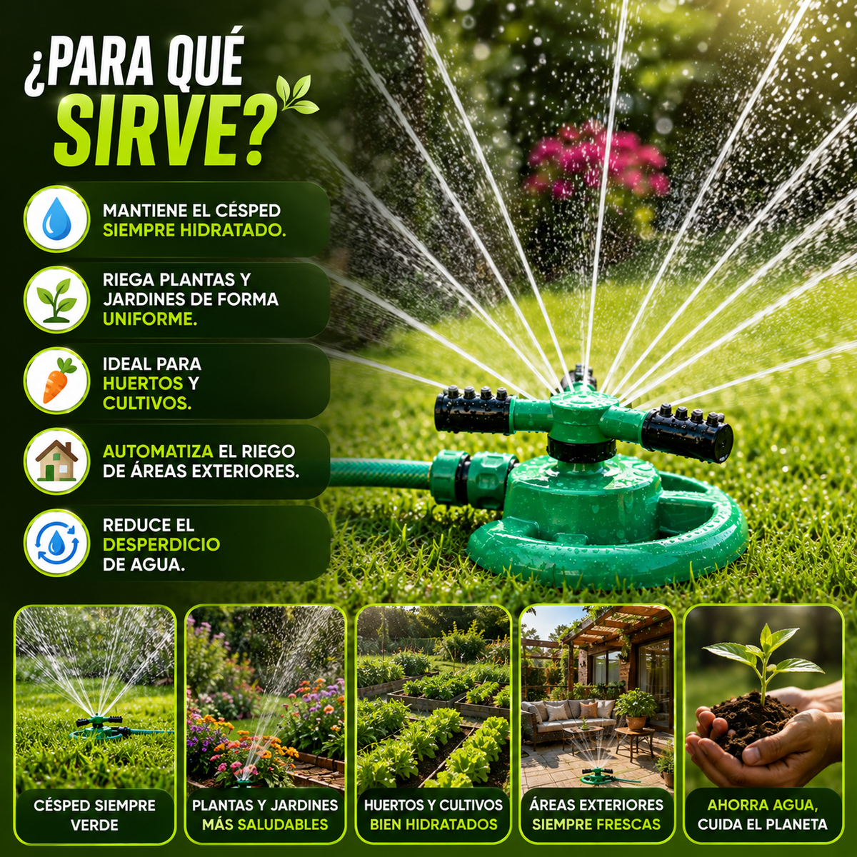 Rociador aspersor de Agua giratorio 360°
