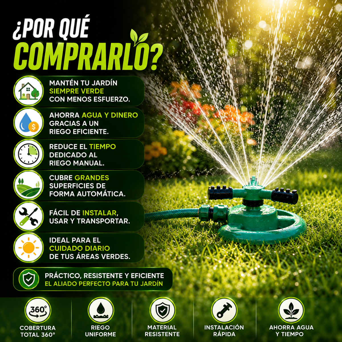 Rociador aspersor de Agua giratorio 360°