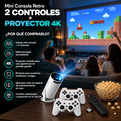 Mini Consola Retro 2 Controles + Proyector 4K