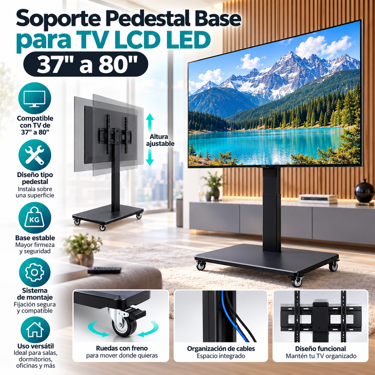Soporte Pedestal Base para TV LCD LED 37" a 80"