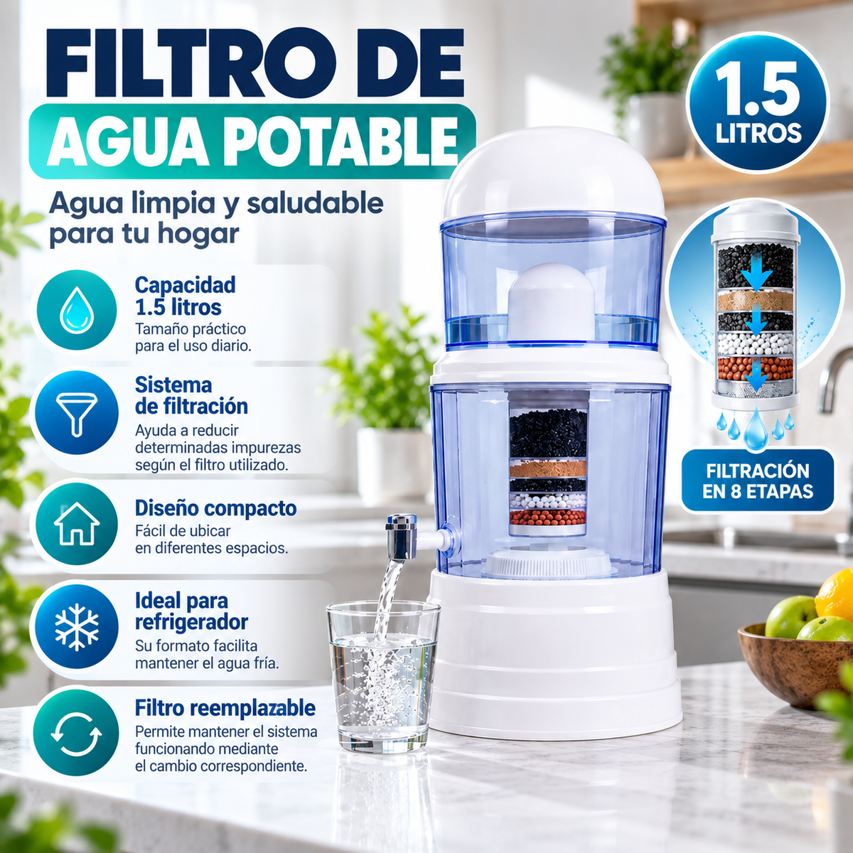 Filtro de Agua Potable 1.5 Litros