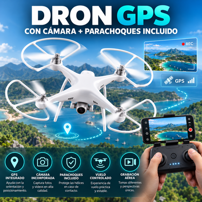 Dron GPS con Cámara + Parachoques Incluido