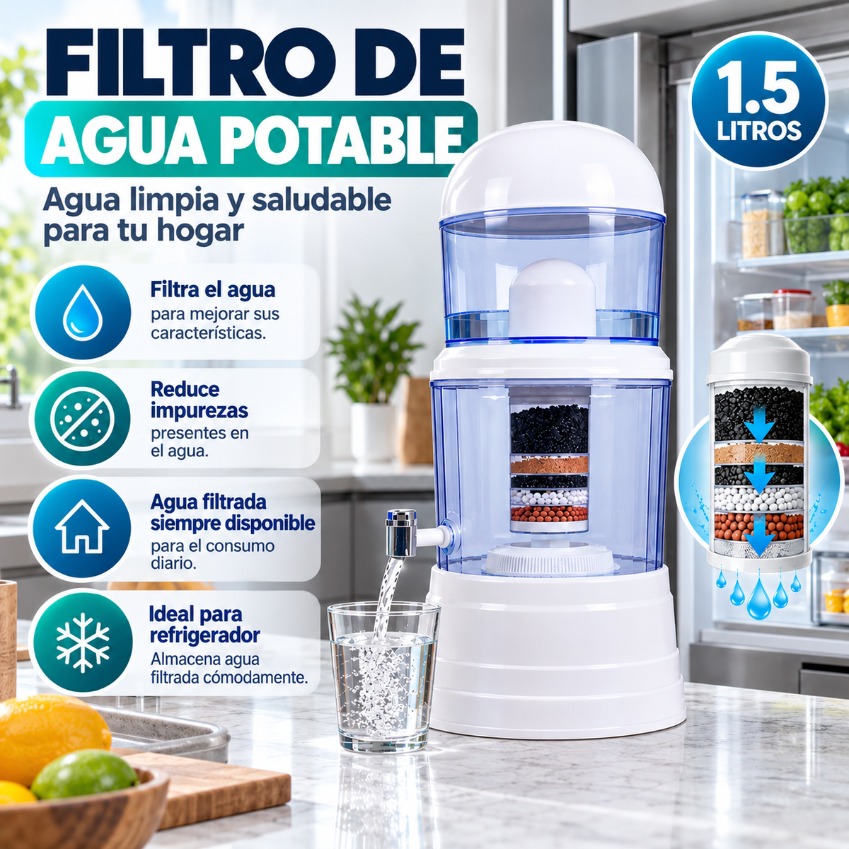 Filtro de Agua Potable 1.5 Litros