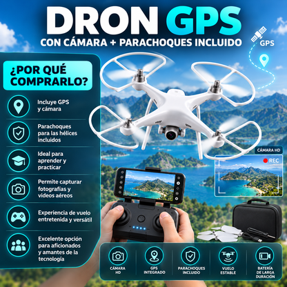 Dron GPS con Cámara + Parachoques Incluido