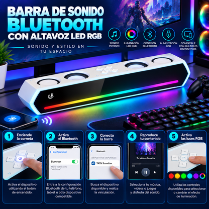 Corneta Barra Bluetooth con Altavoz LED RGB
