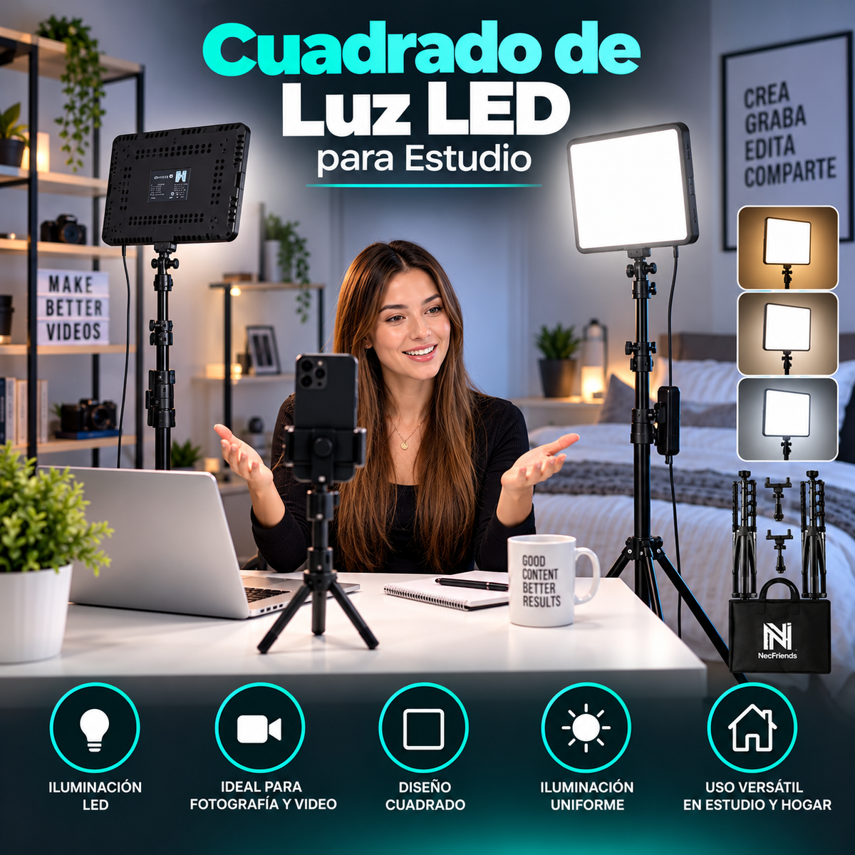 Cuadrado de Luz LED para Estudio