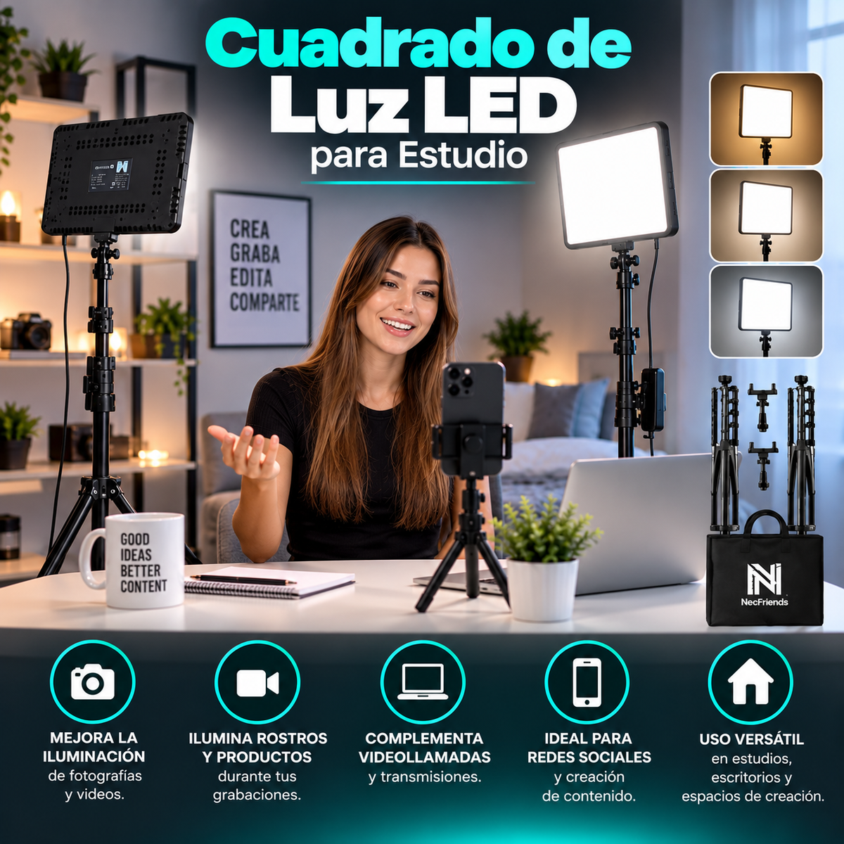 Cuadrado de Luz LED para Estudio