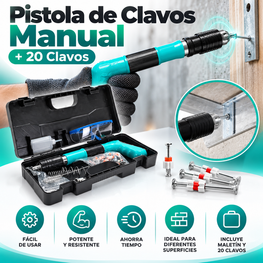 Pistola de Clavos Manual + 20 Clavos