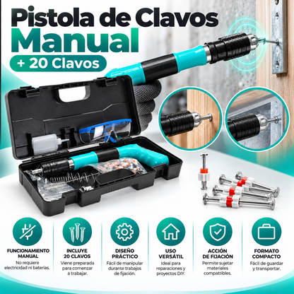 Pistola de Clavos Manual + 20 Clavos