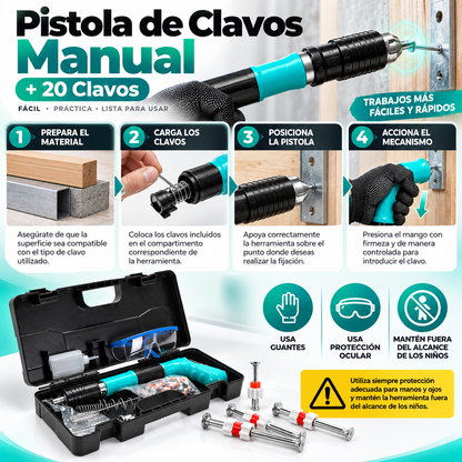 Pistola de Clavos Manual + 20 Clavos