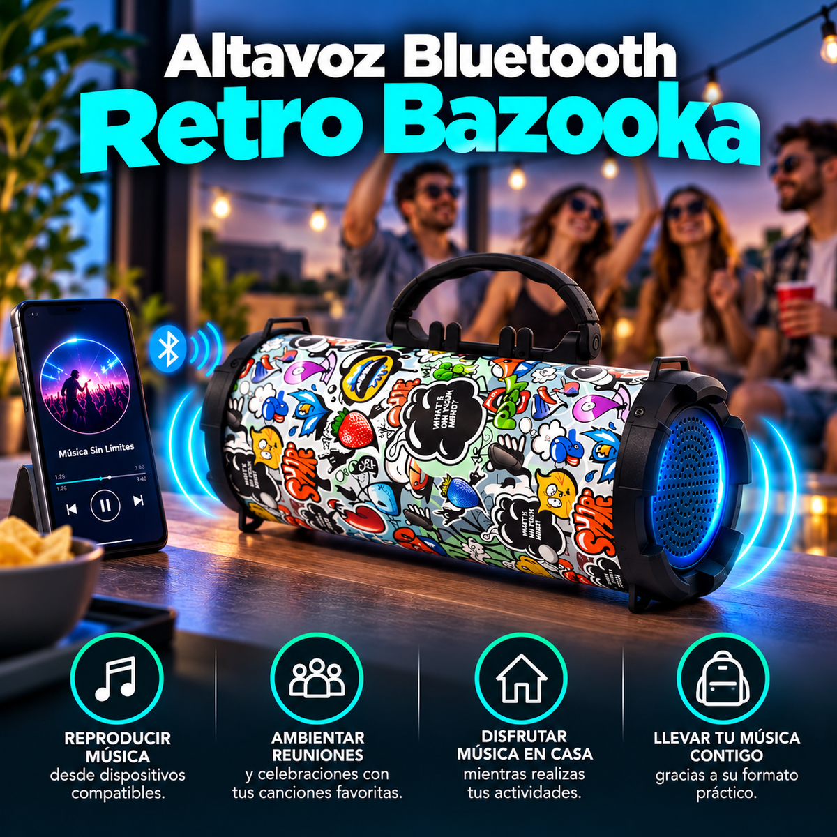 Altavoz Bluetooth Retro Bazooka