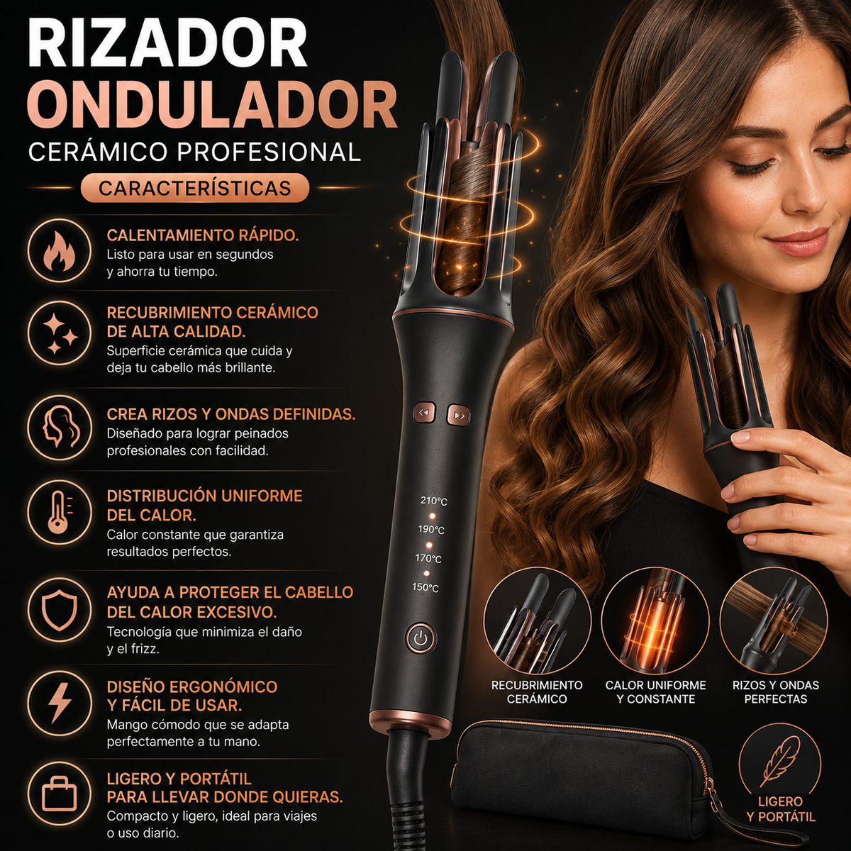 💇‍♀️ Rizador Ondulador Cerámico Profesional