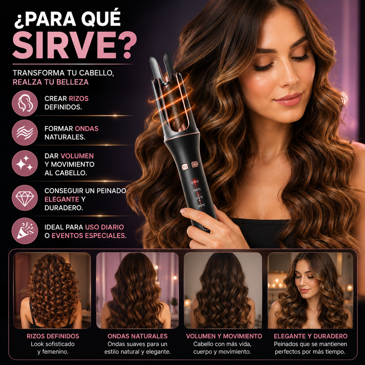 💇‍♀️ Rizador Ondulador Cerámico Profesional